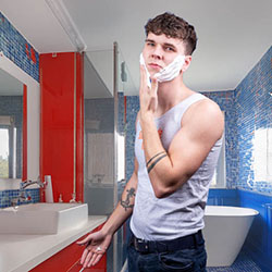 men shave for charity