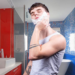 men shave for charity