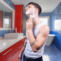 men shave for charity