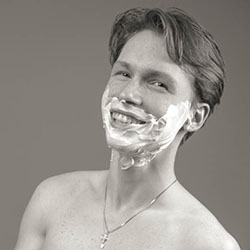 men shave for charity