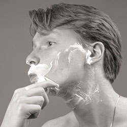 men shave for charity